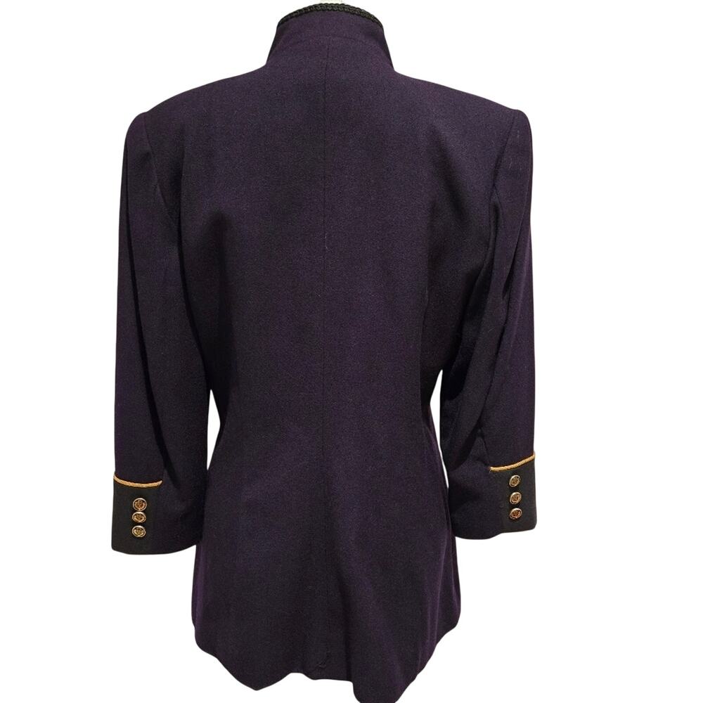 Vtg 80s 90s Equator Military Hussar Jacket Wool Purple Gold S Indie Sleaze - Picture 5 of 12